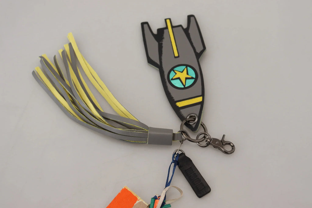 MSGM Multicolor Rocket Ship Silver Tone Metal Keychain - Zeiniez