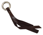 Costume National Brown Leather Silver Tone Metal Keyring Keychain - Zeiniez