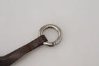 Costume National Brown Leather Silver Tone Metal Keyring Keychain - Zeiniez