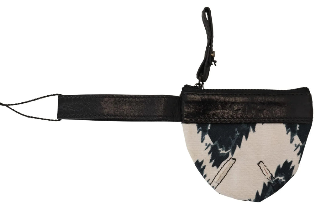 Costume National White Genuine Leather Coin Purse Strap Wallet - Zeiniez