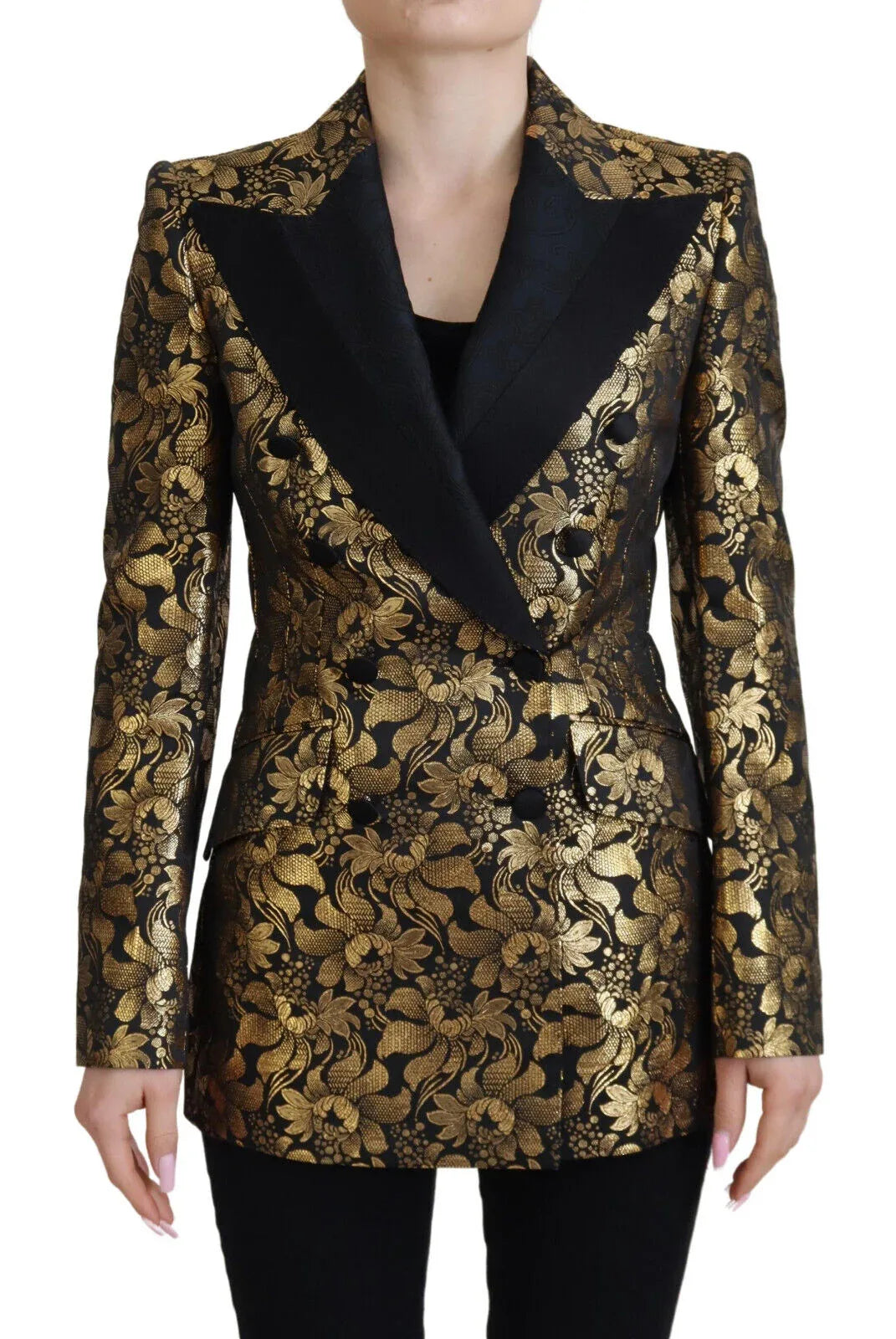 Dolce & Gabbana Black Gold Jacquard Coat Blazer Jacket - Zeiniez
