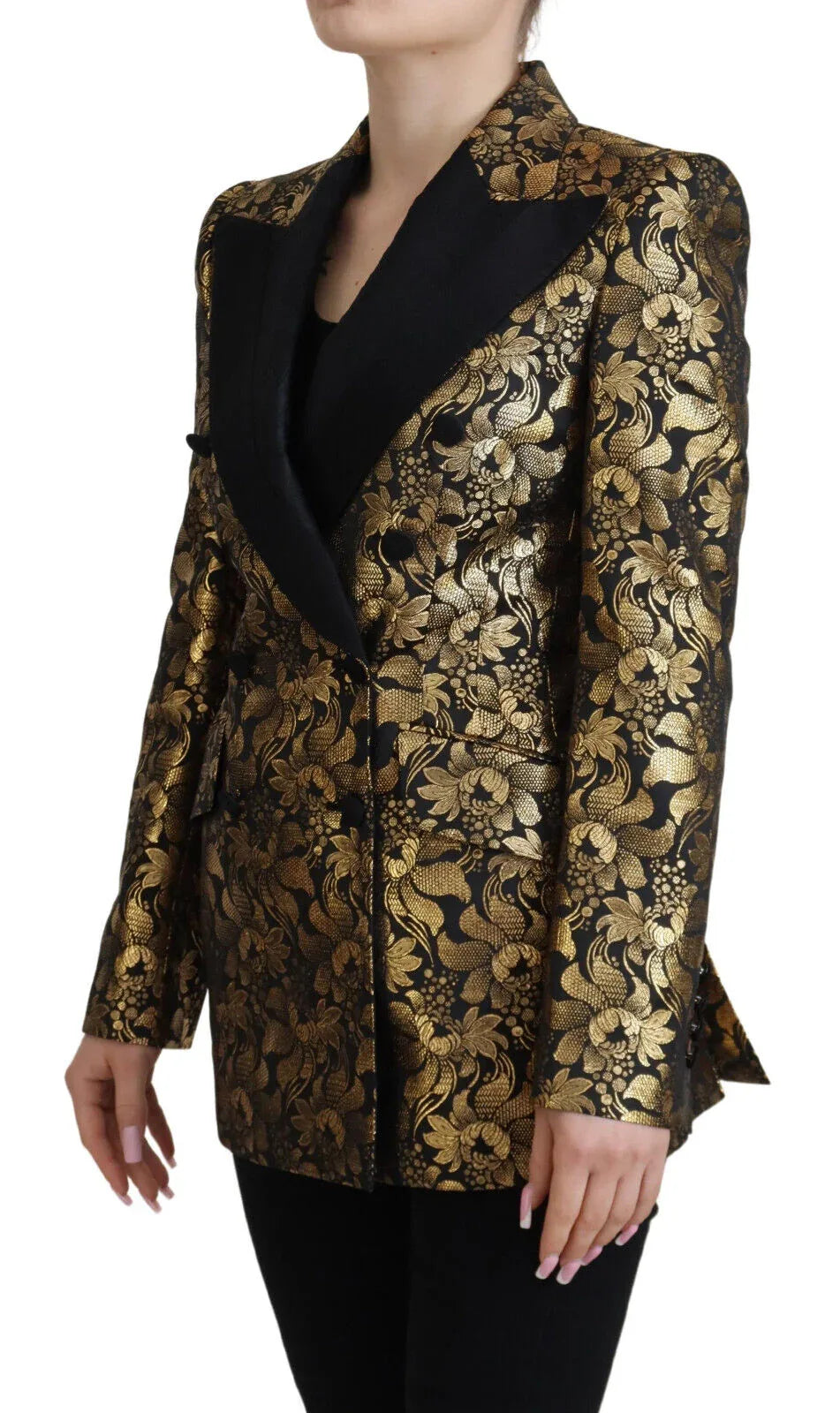 Dolce & Gabbana Black Gold Jacquard Coat Blazer Jacket - Zeiniez