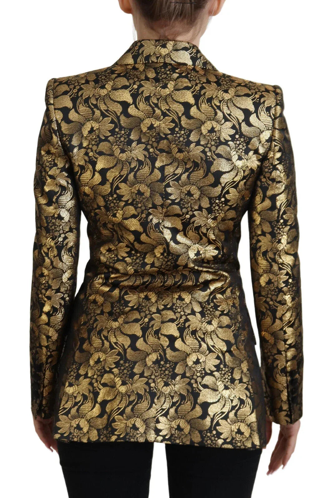 Dolce & Gabbana Black Gold Jacquard Coat Blazer Jacket - Zeiniez