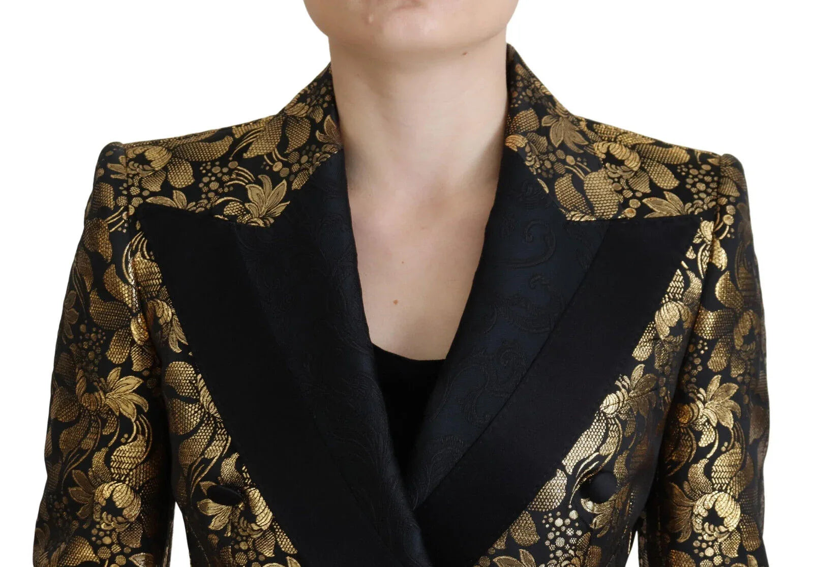 Dolce & Gabbana Black Gold Jacquard Coat Blazer Jacket - Zeiniez