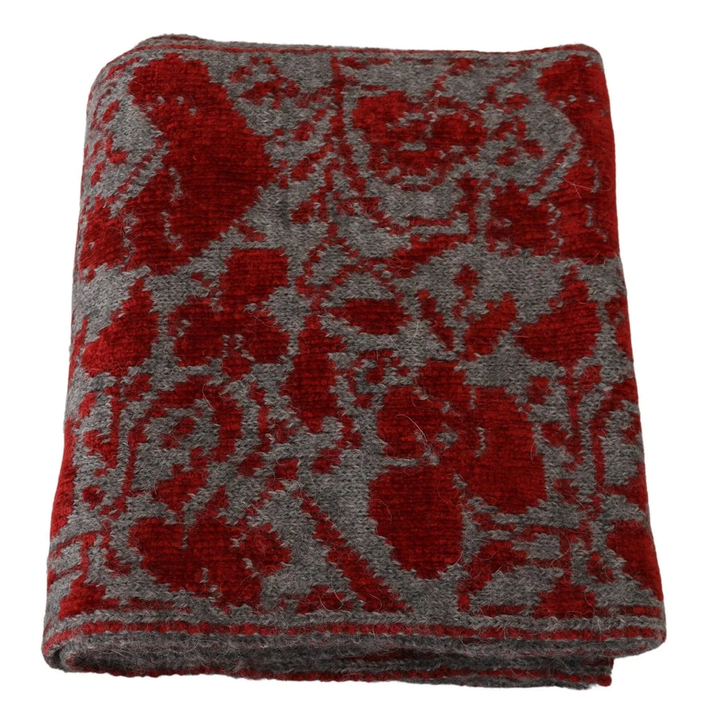GF Ferre Red Grey Knitted Wrap Warmer Womens Shawl Scarf - Zeiniez
