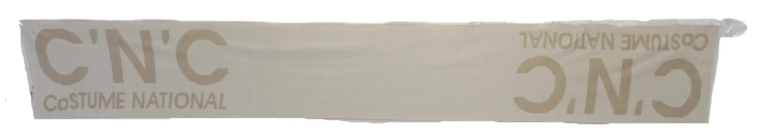 Costume National Beige White Logo Wrap Warmer Shawl Scarf - Zeiniez