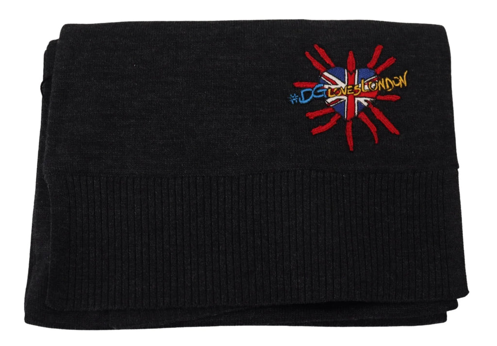 Dolce & Gabbana Black Sacred Heart #DGLovesLondon Wrap Scarf - Zeiniez