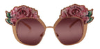 Dolce & Gabbana Pink Gold Rose Sequin Embroidery DG2202 Sunglasses - Zeiniez