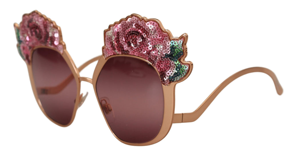 Dolce & Gabbana Pink Gold Rose Sequin Embroidery DG2202 Sunglasses - Zeiniez