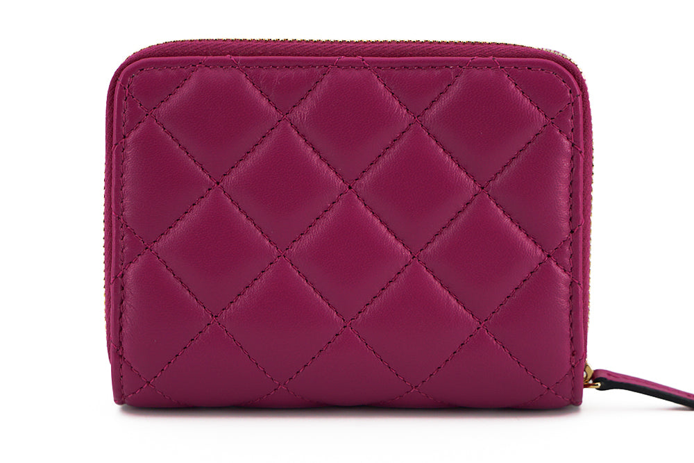Versace Purple Nappa Leather Bifold Zip Around Wallet - Zeiniez