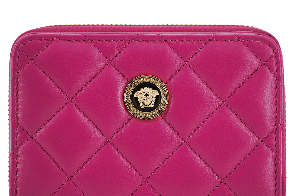 Versace Purple Nappa Leather Bifold Zip Around Wallet - Zeiniez