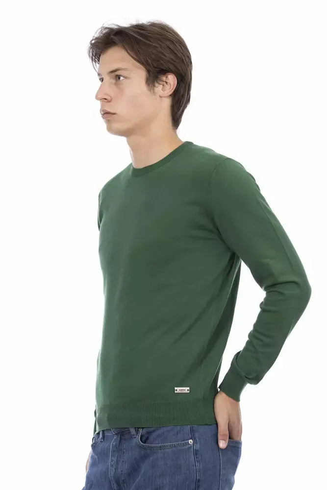 Baldinini Trend Green Cotton Men Sweater - Zeiniez