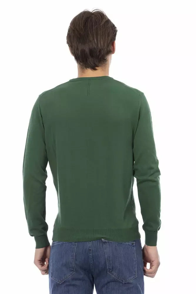 Baldinini Trend Green Cotton Men Sweater - Zeiniez