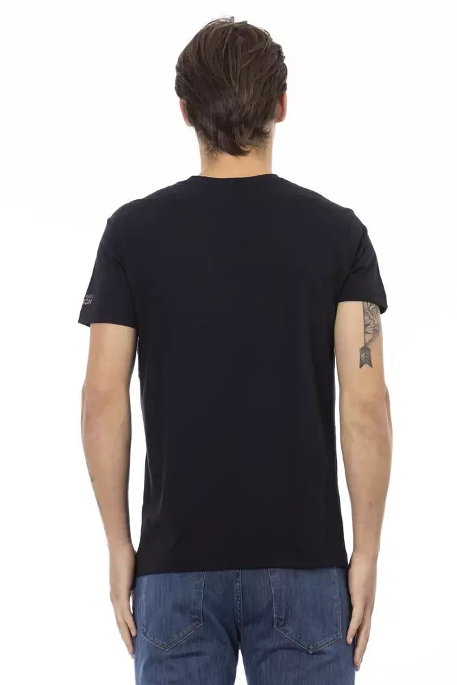 Trussardi Action Black Cotton Men's V-Neck T-Shirt - Zeiniez