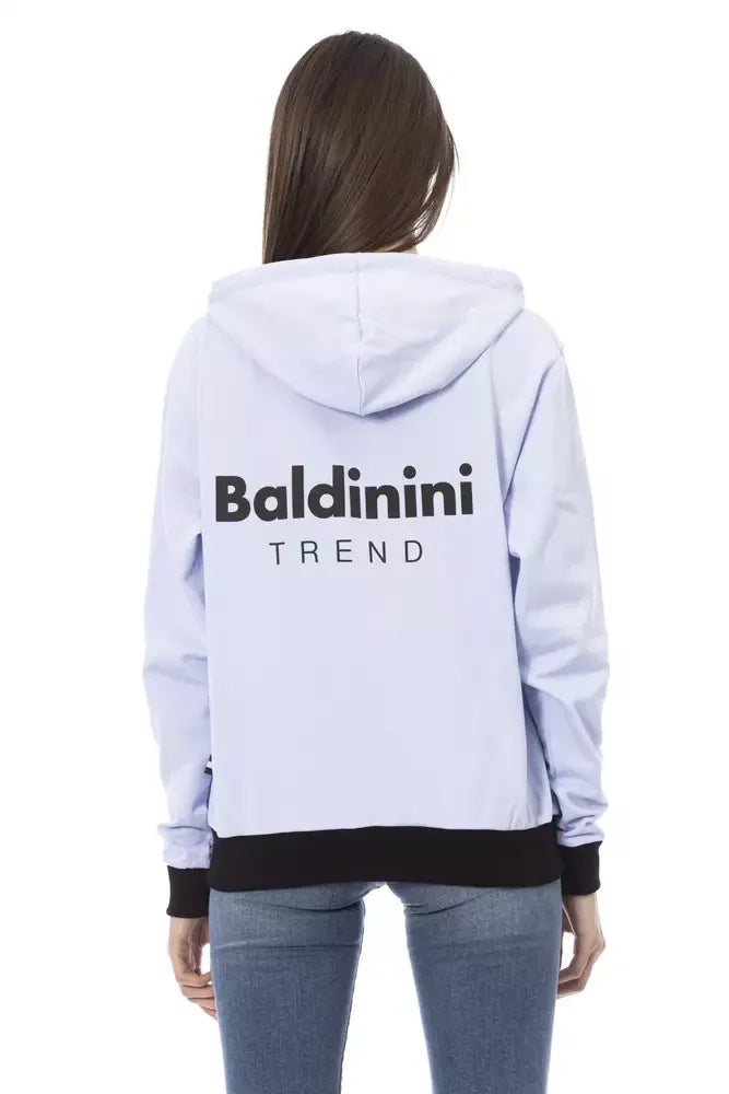 Baldinini Trend Purple Cotton Women Sweater With Adjustable Hood - Zeiniez
