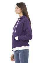 Baldinini Trend Purple Cotton Women Sweater with Adjustable Hood - Zeiniez