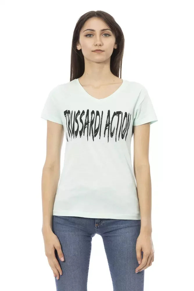 Trussardi Action Light Blue Cotton Women Top - Zeiniez