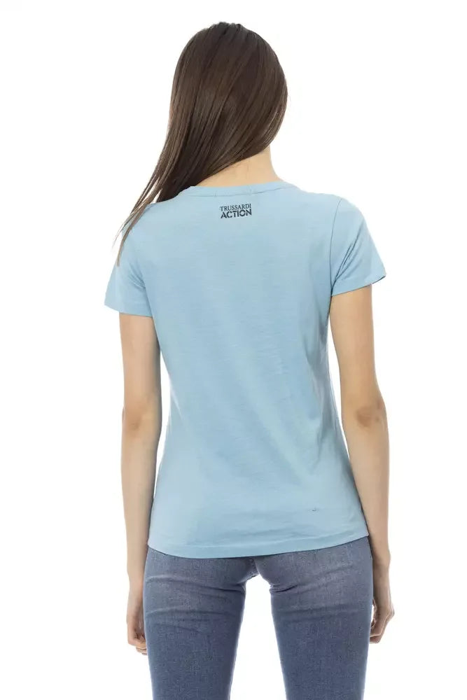 Trussardi Action Light Blue Cotton Women T-Shirt - Zeiniez