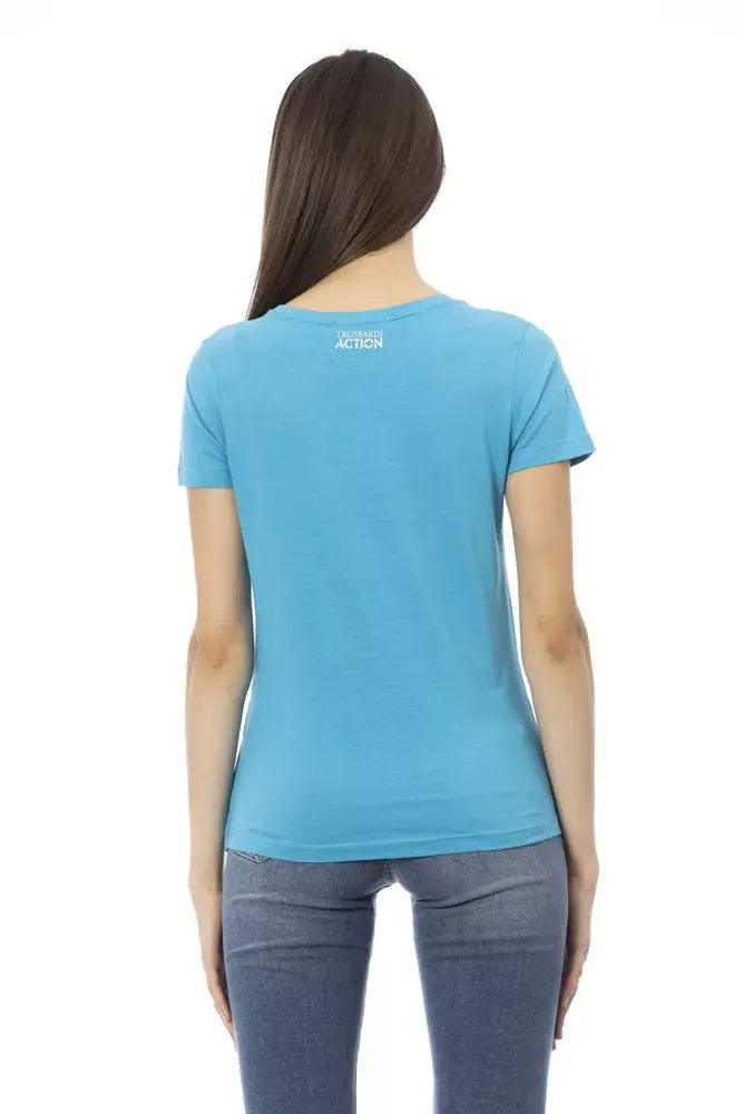 Trussardi Action Light Blue Cotton Women T-Shirt - Zeiniez