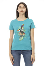 Trussardi Action Light Blue Cotton Women T-Shirt - Zeiniez