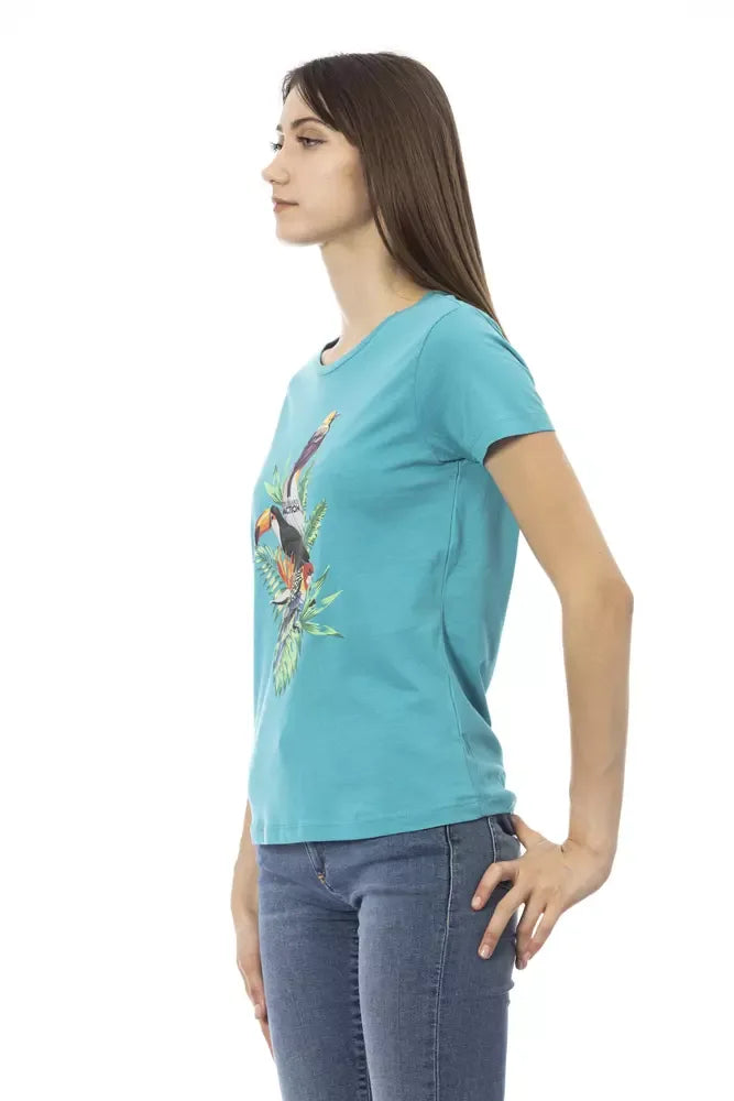 Trussardi Action Light Blue Cotton Women T-Shirt - Zeiniez