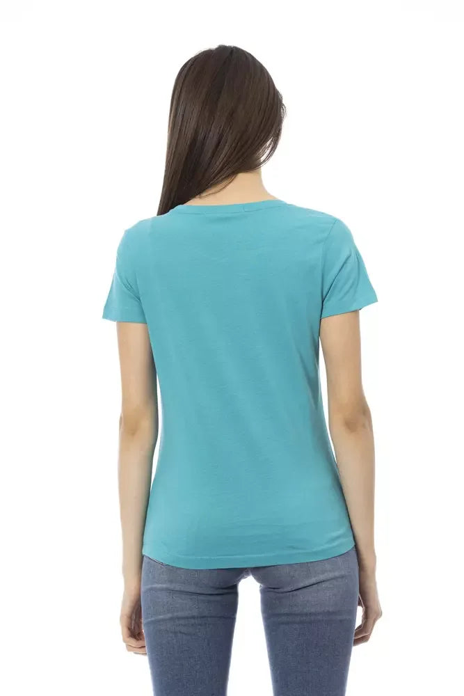 Trussardi Action Light Blue Cotton Women T-Shirt - Zeiniez