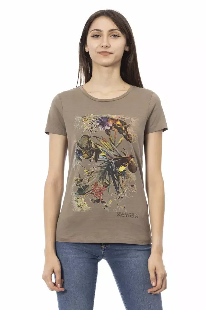 Trussardi Action Brown Cotton Women T-Shirt - Zeiniez