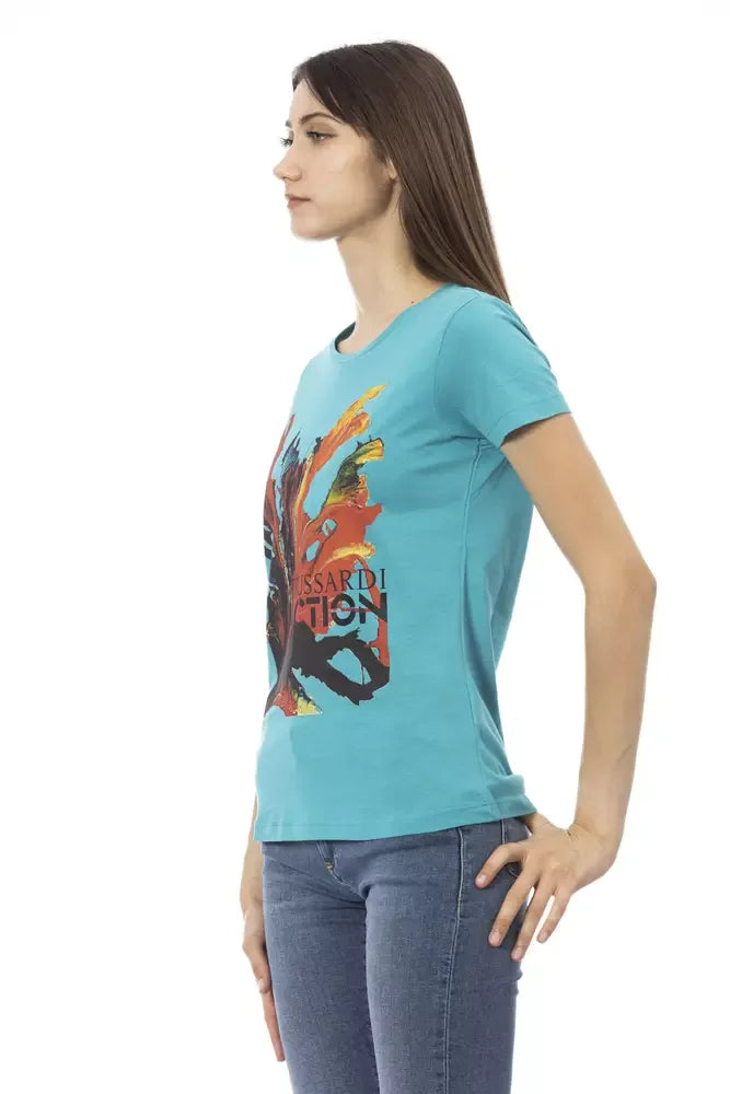 Trussardi Action Light Blue Cotton Women T-Shirt - Zeiniez