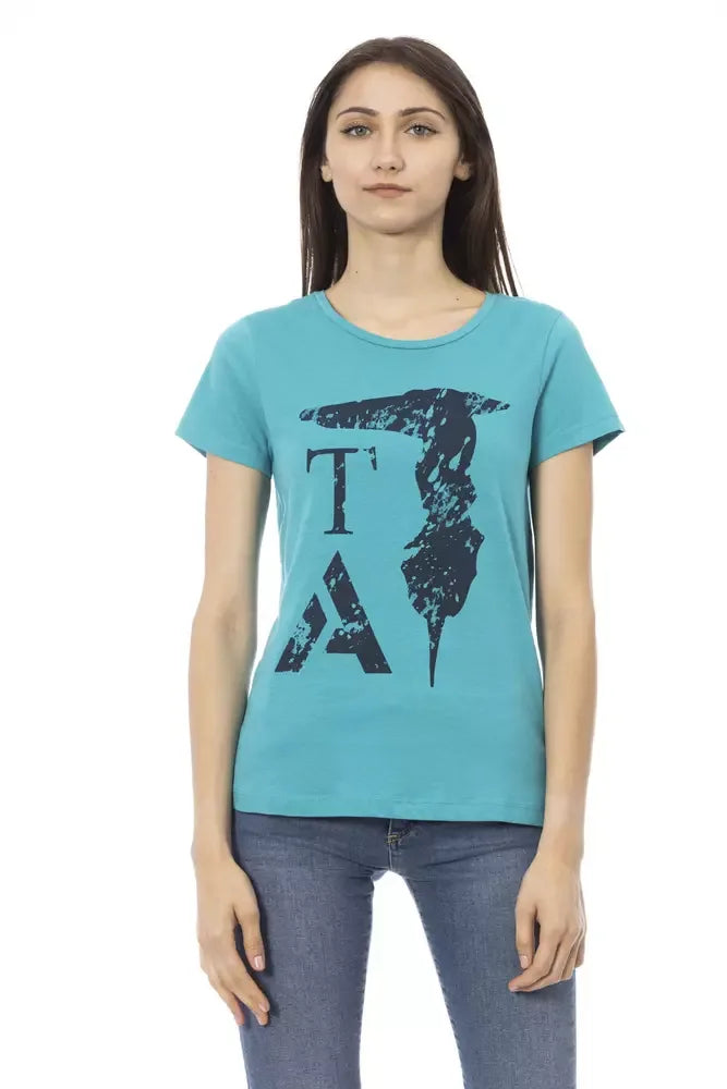 Trussardi Action Light Blue Cotton Women T-Shirt - Zeiniez