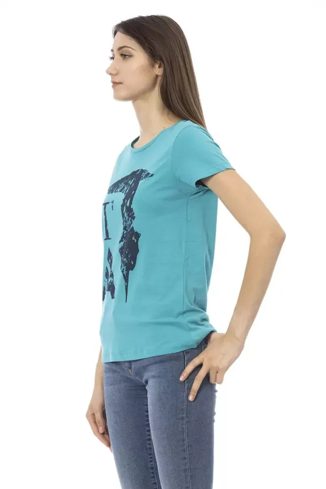Trussardi Action Light Blue Cotton Women T-Shirt - Zeiniez