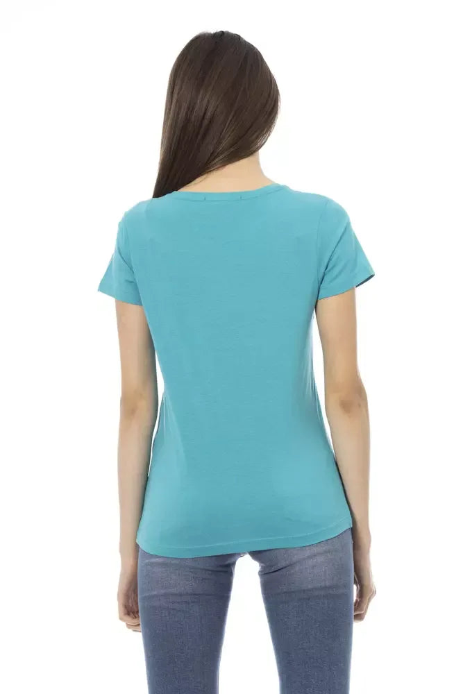 Trussardi Action Light Blue Cotton Women T-Shirt - Zeiniez