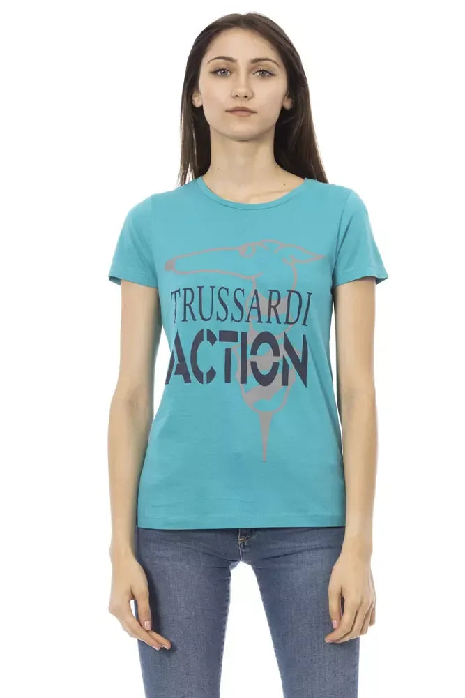 Trussardi Action Light Blue Cotton Women T-Shirt - Zeiniez