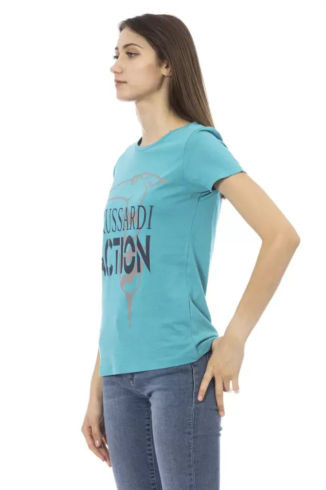 Trussardi Action Light Blue Cotton Women T-Shirt - Zeiniez