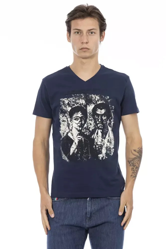 Trussardi Action Blue Cotton Men T-Shirt - Zeiniez