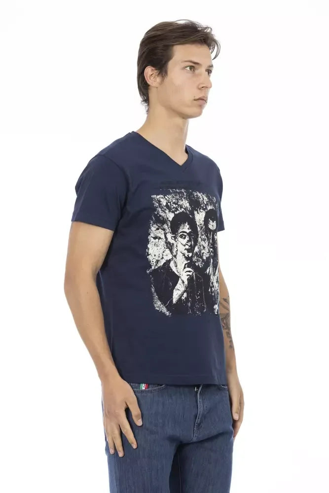 Trussardi Action Blue Cotton Men T-Shirt - Zeiniez