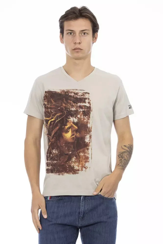 Trussardi Action Beige Cotton Men T-Shirt - Zeiniez