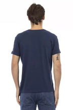 Trussardi Action Blue Cotton Men's V-Neck T-Shirt - Zeiniez