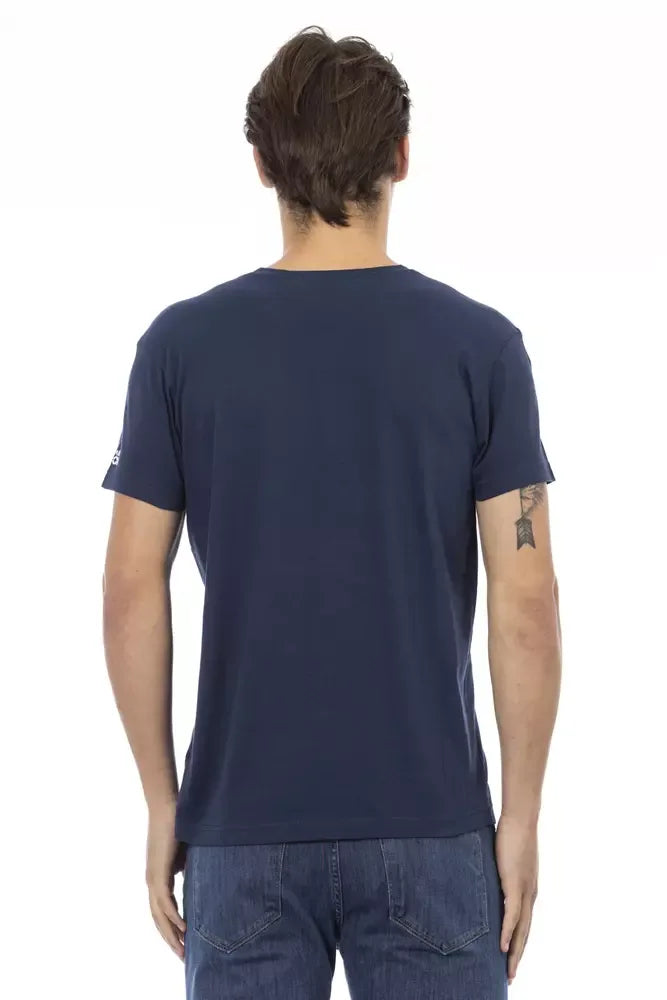 Trussardi Action Blue Cotton Men's V-Neck T-Shirt - Zeiniez