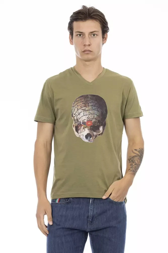 Trussardi Action Green Cotton Men T-Shirt - Zeiniez