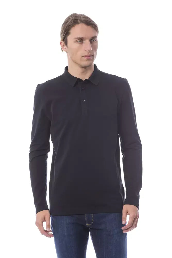 Verri Black Cotton Men Polo Shirt Long Sleeve - Zeiniez
