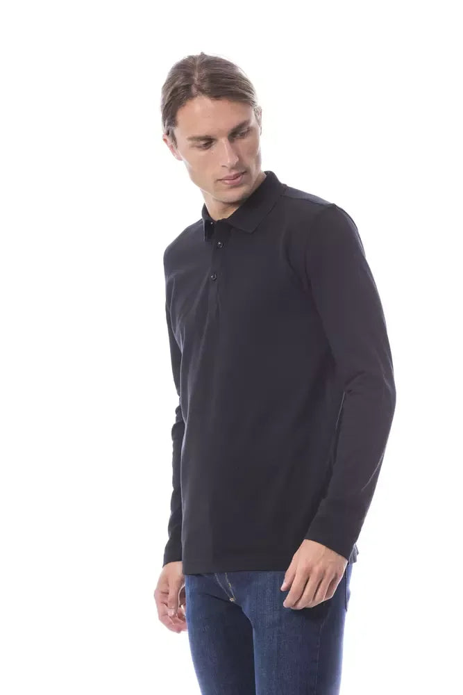 Verri Black Cotton Men Polo Shirt Long Sleeve - Zeiniez