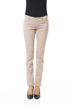 BYBLOS Beige Cotton Women Pant with Back Pocket Chain - Zeiniez