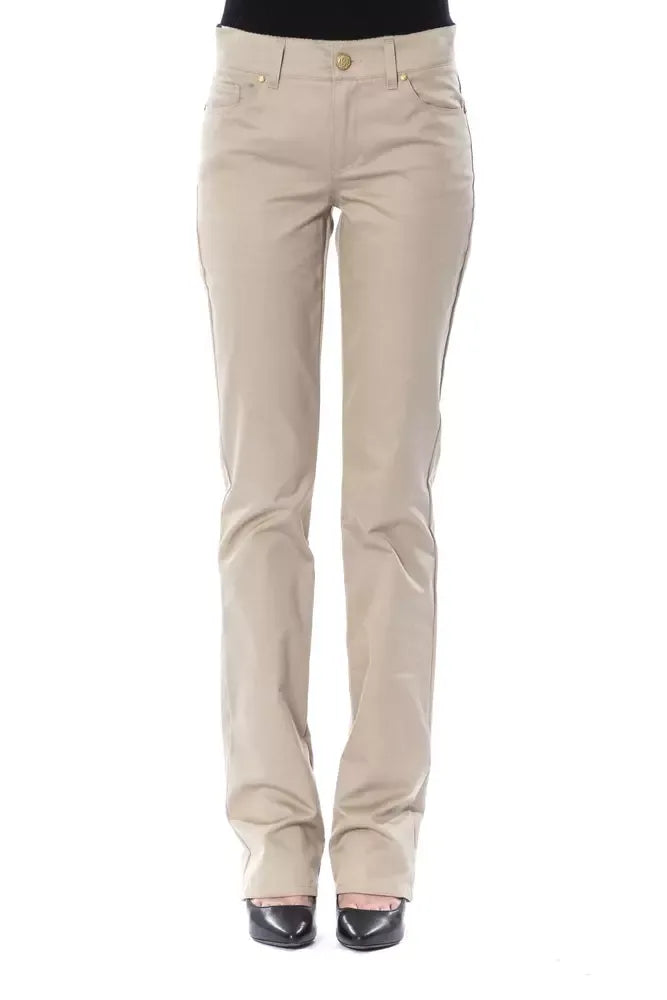 BYBLOS Beige Cotton Women Pant - Zeiniez