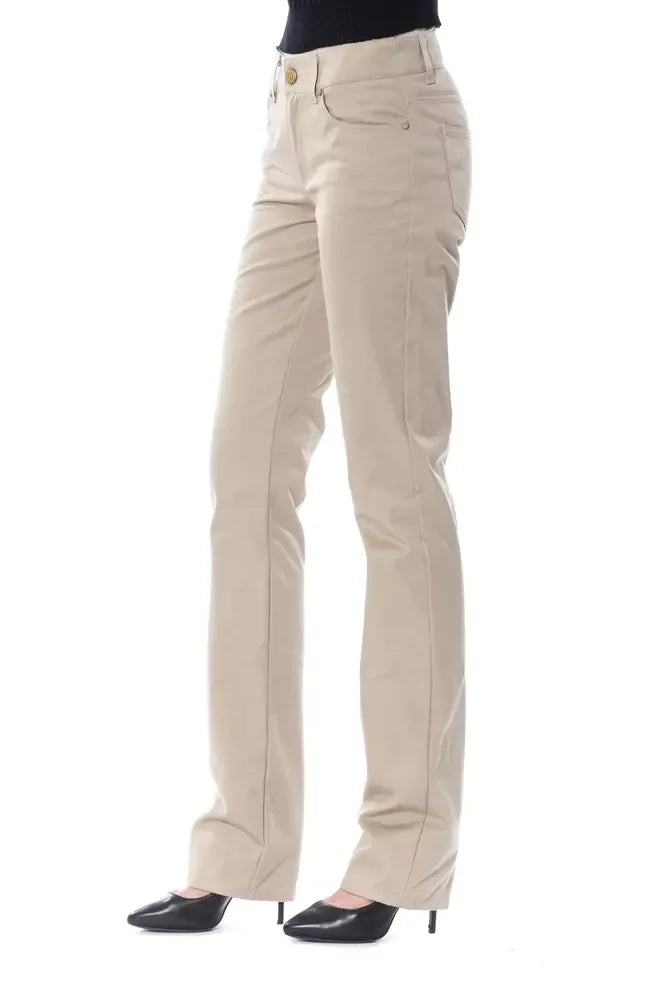 BYBLOS Beige Cotton Women Pant - Zeiniez