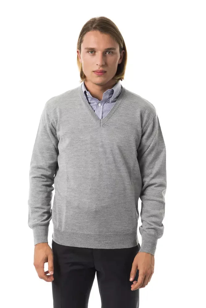 Uominitaliani Gray Wool Men Sweater - Zeiniez
