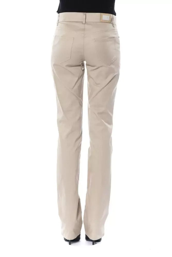 BYBLOS Beige Cotton Women Pant - Zeiniez