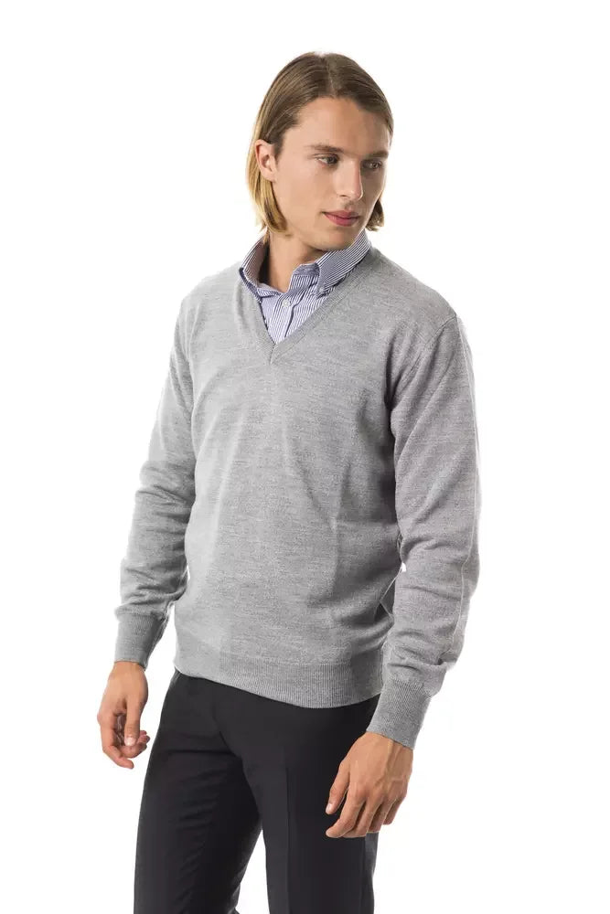 Uominitaliani Gray Wool Men Sweater - Zeiniez