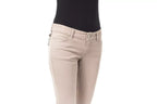 BYBLOS Beige Cotton Women Pant with Back Pocket Chain - Zeiniez
