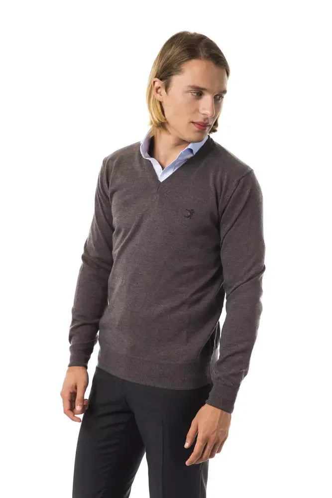 Uominitaliani Gray Merino Wool Men Sweater - Zeiniez