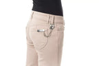 BYBLOS Beige Cotton Women Pant with Back Pocket Chain - Zeiniez